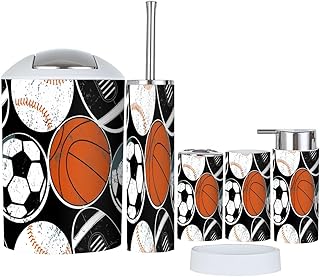 12 Boys Bathroom Ideas for Fun Simple Everyday Function 26 Bathroom Accessories Set 6 Pcs Kids Sports Balls Toothbrush Holder Cup S...