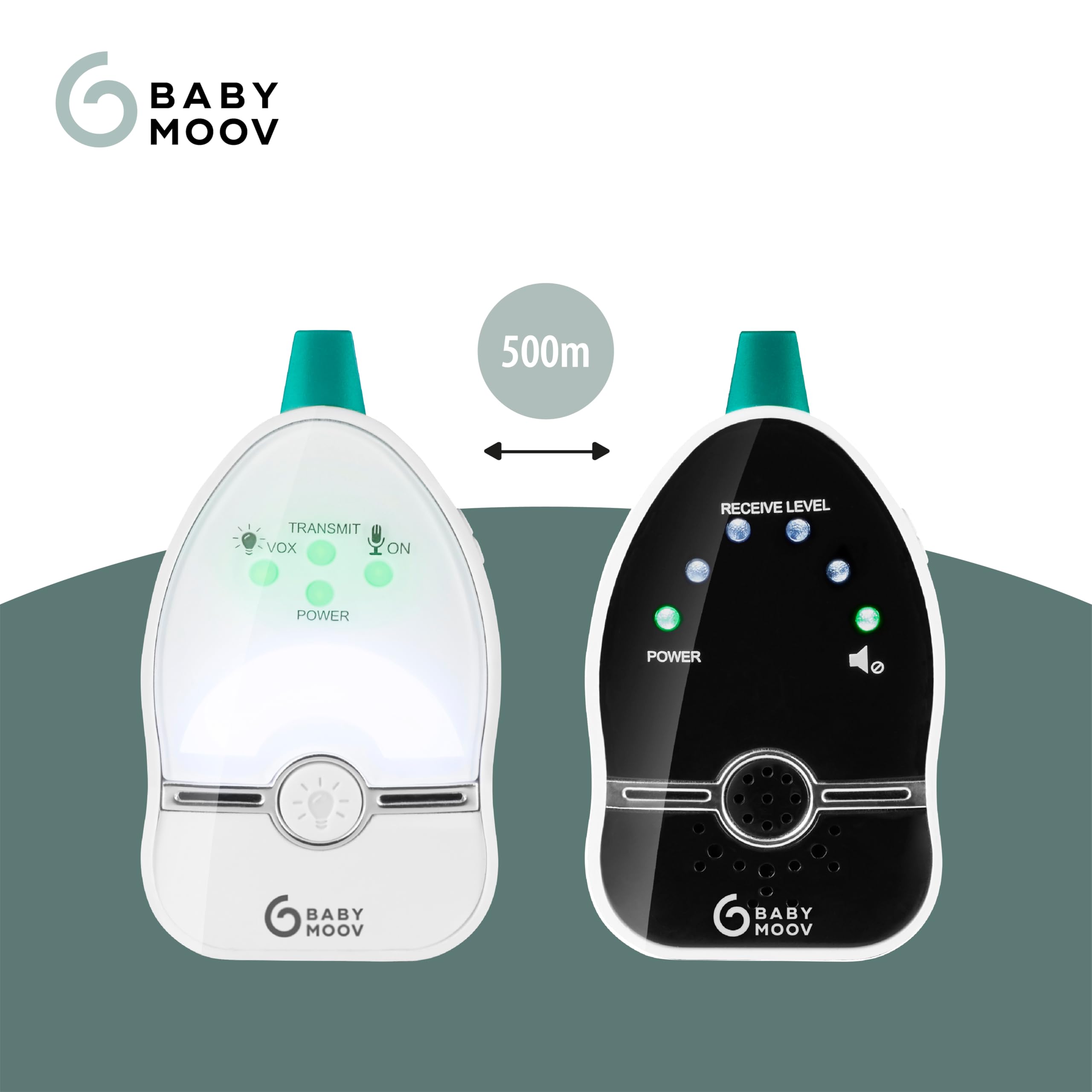 Babymoov Easy Care Vigilabebés audio con lamparita, 500 m, Blanco