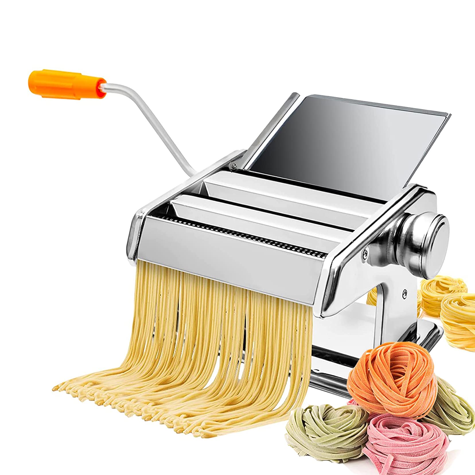 Machine À Pâtes Manuelle, 150 Rouleaux Avec 6 Réglages D'épaisseur Pour Faire Des Nouilles Fraîches Ou Des Boulettes, Set Cadeau De Cuisine Silver