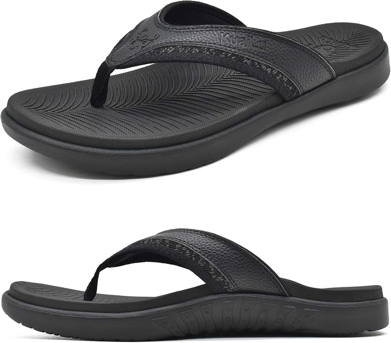 KuaiLu Chanclas zapatillas para hombre Sandalias ortopédicas con soporte para el arco | Diapositivas cómodas de la pileta de la playa del poste del dedo del pie para el verano al aire libre de la fascitis plantar