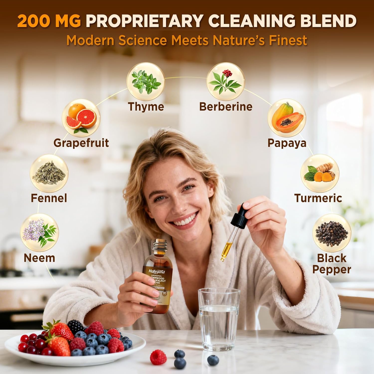 16-in-1 Wormwood Black Walnut Clove Tincture for Human Detox, Gut Cleanse & Digestive Health with Pumpkin Seed, Pau D’Arco, Garlic, Oregano, Soursop, Liposomal High Absorption, Mixed Berry, 2 Fl oz - Image 3