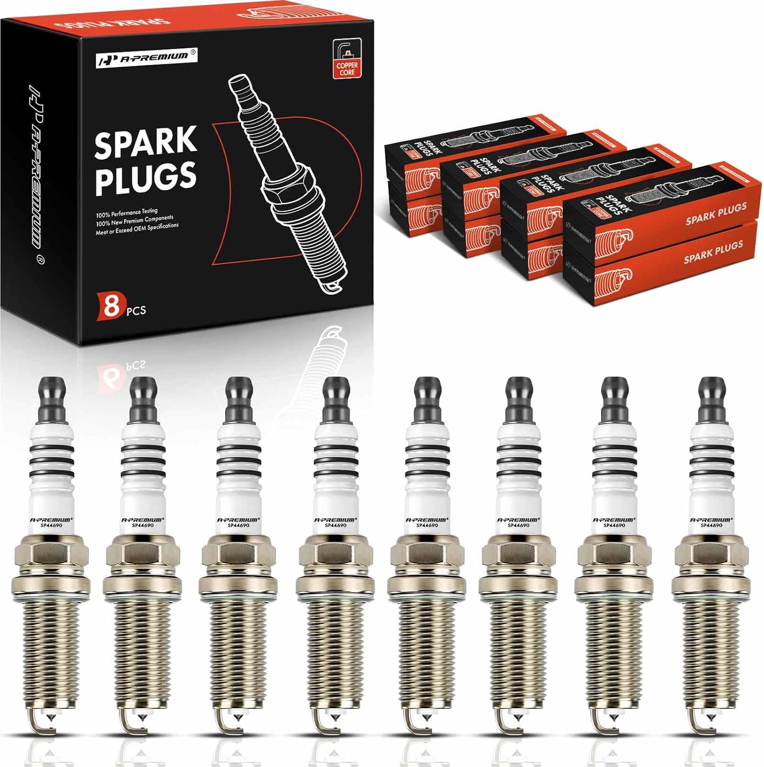 A-Premium 8PCS 4469 Iridium Platinum Spark Plugs Compatible with Nissan Titan, Pathfinder & Jeep Grand Cherokee & Ram 1500 & Dodge Ram & Chrysler 300 & Hyundai Genesis, 4.6L-5.7L, 2002-2020