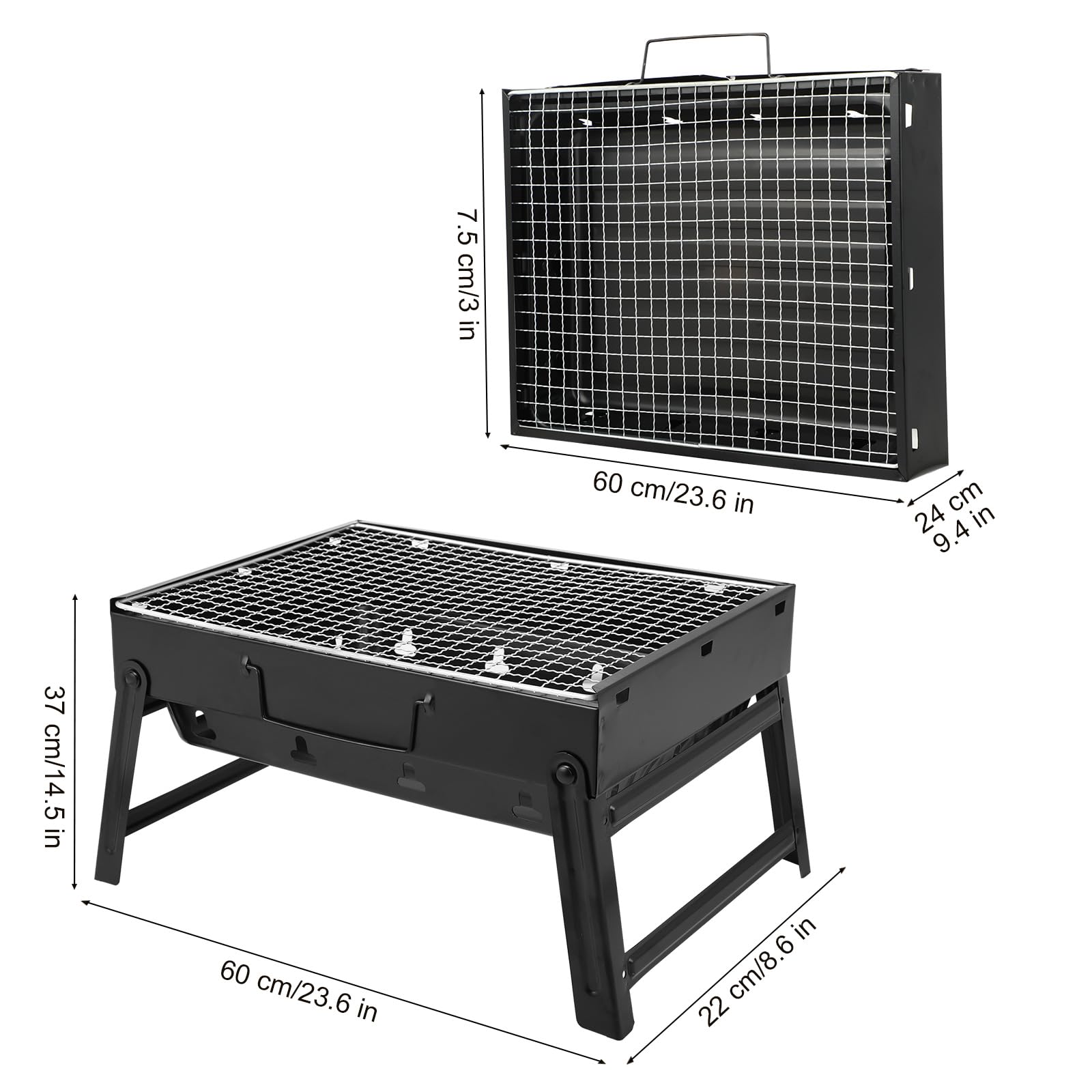 Griglia BBQ portatile pieghevole carbonella per esterni 35 x 26 x 20 cm