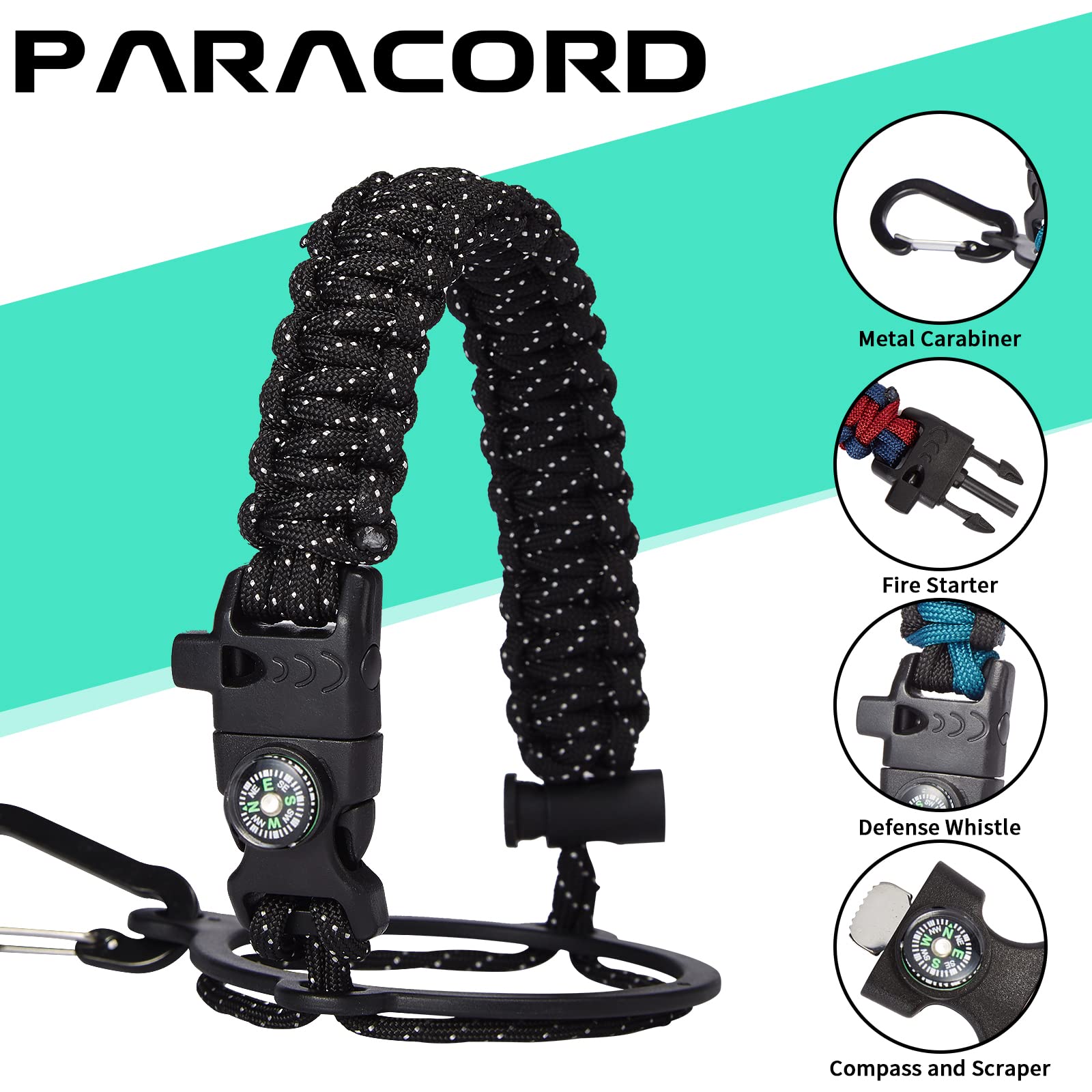 Butelka na wodę ze stali nierdzewnej o pojemności 180 ml z uchwytem Paracord, słomka / pokrywa wylewki, izolowana próżniowo butelka na wodę, szczelna, duży dzbanek sportowy na świeże powietrze, wędrówki, jazda na rowerze, podróż, kemping