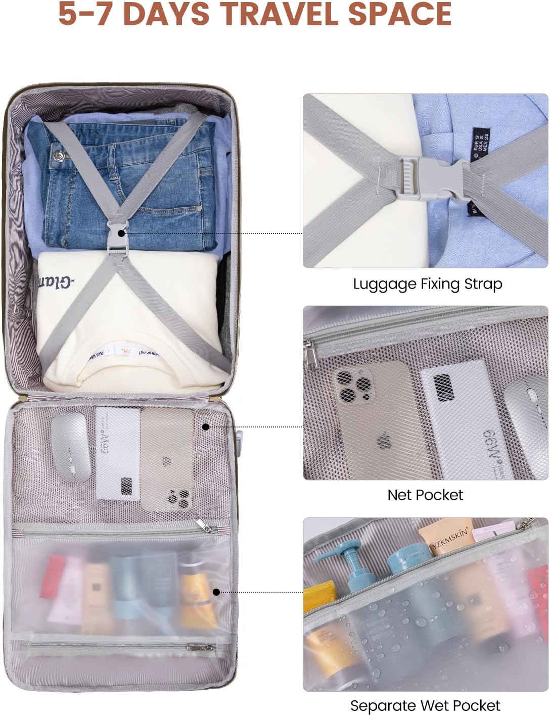 LOVEVOOK 40L Travel Backpack for Women & Men, Airline Approved Carry On Luggage with 3 Packing Cubes, TSA Overnight Bags, Waterproof Personal Item Bag, Weekender Essentials Backpacks fits 17" Laptop - Image 9