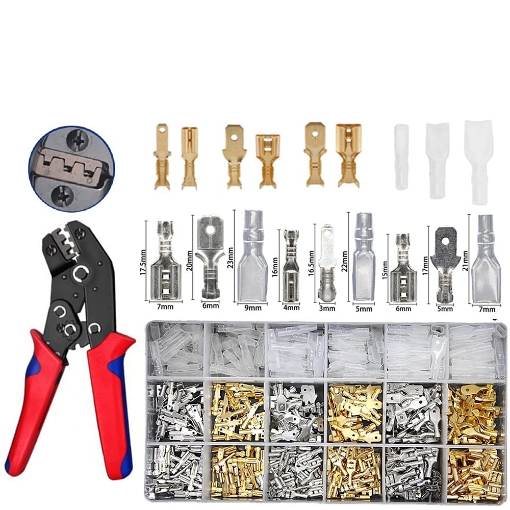 Kabelschuhe Set,Rohrkabelschuhe Set 540/360 stücke Sortiment Weibliche männliche elektrische Spaten-Draht-Steckverbinder-Nasen-Batterie-Starter-Kabel-Spleiß-Crimpterminals-Kit ( Color : 540PCS-SN48B )