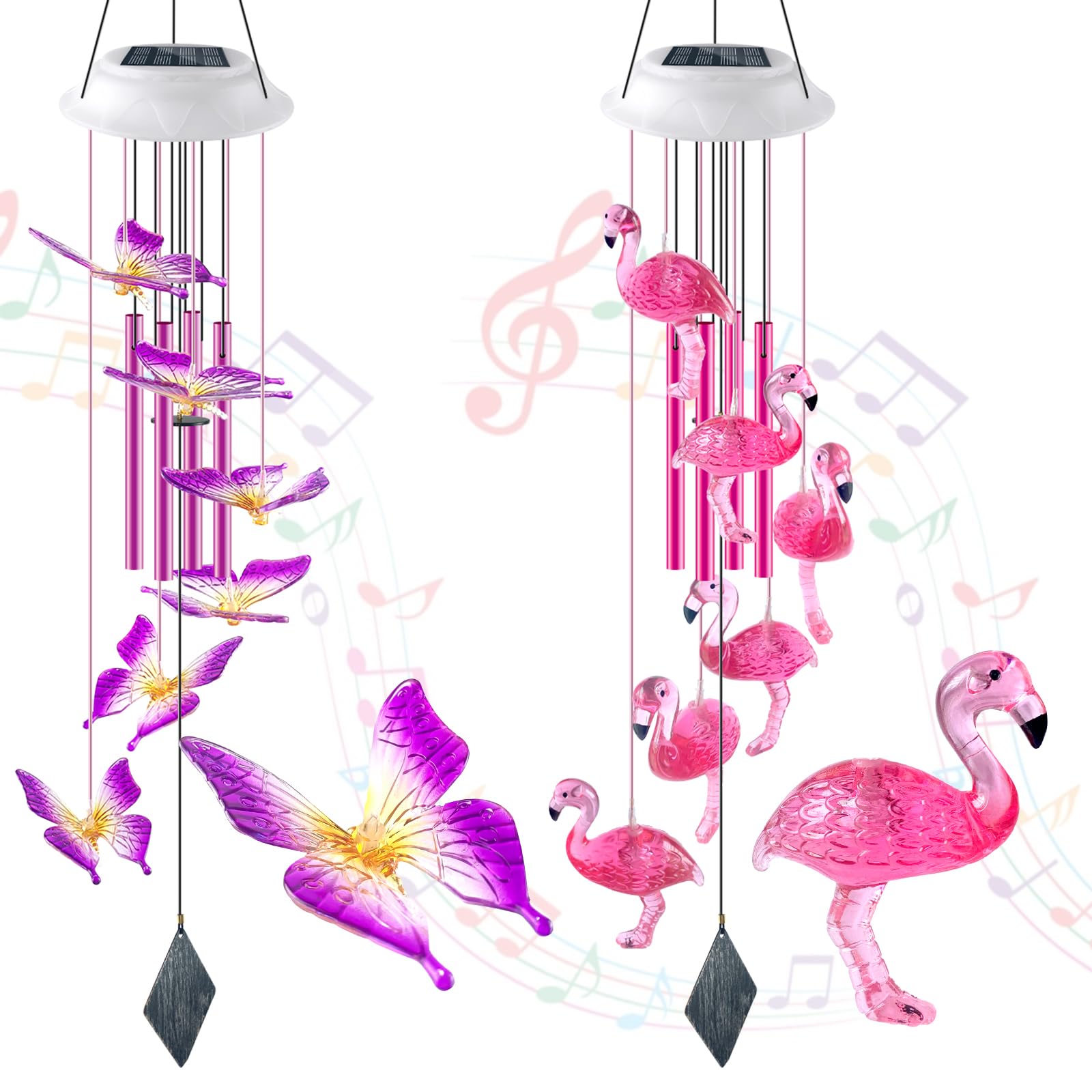 olar Wind Chimes, Memorial Birthday Gifts for Women/mom/her, Glowing Top Changing Colors LED Wind Chimes for Outside, Outdoor Decoration Mobile Light for Garden Yard