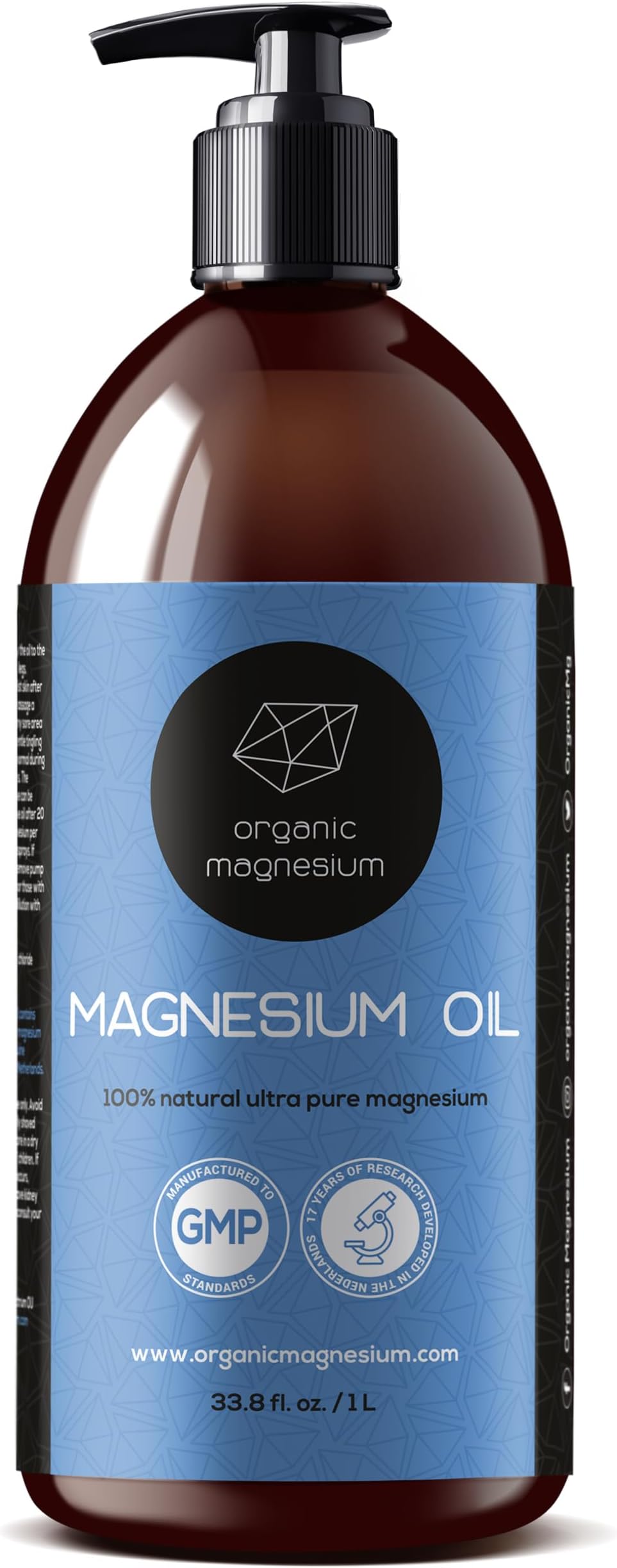 Organic Magnesium Oil Spray Refill - 1000ml | 100% Natural Pure Zechstein Oil from Organic Magnesium | Perfect for Sports & Muscle Relaxation | Magnesium Chloride Concentrate