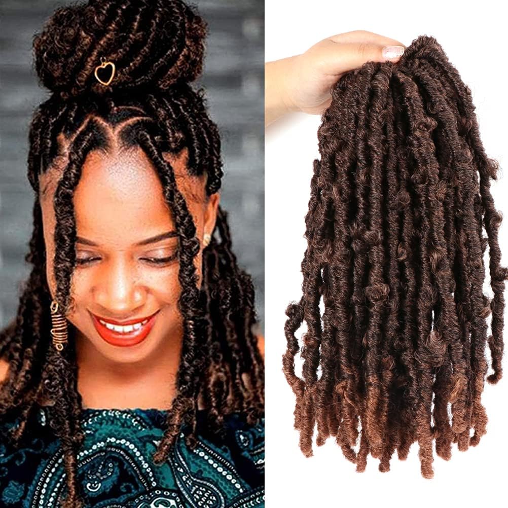 12inches Butterfly Locs Crochet Braiding Hair 7 Packs Pre Looped Distressed Locs Goddess Locs