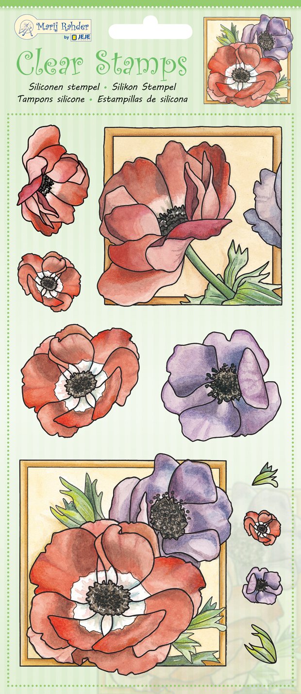 Jeje Transparent Clear Stamps Poppy, Synthetic Material, 24.3 X 11 X 0.3 Cm