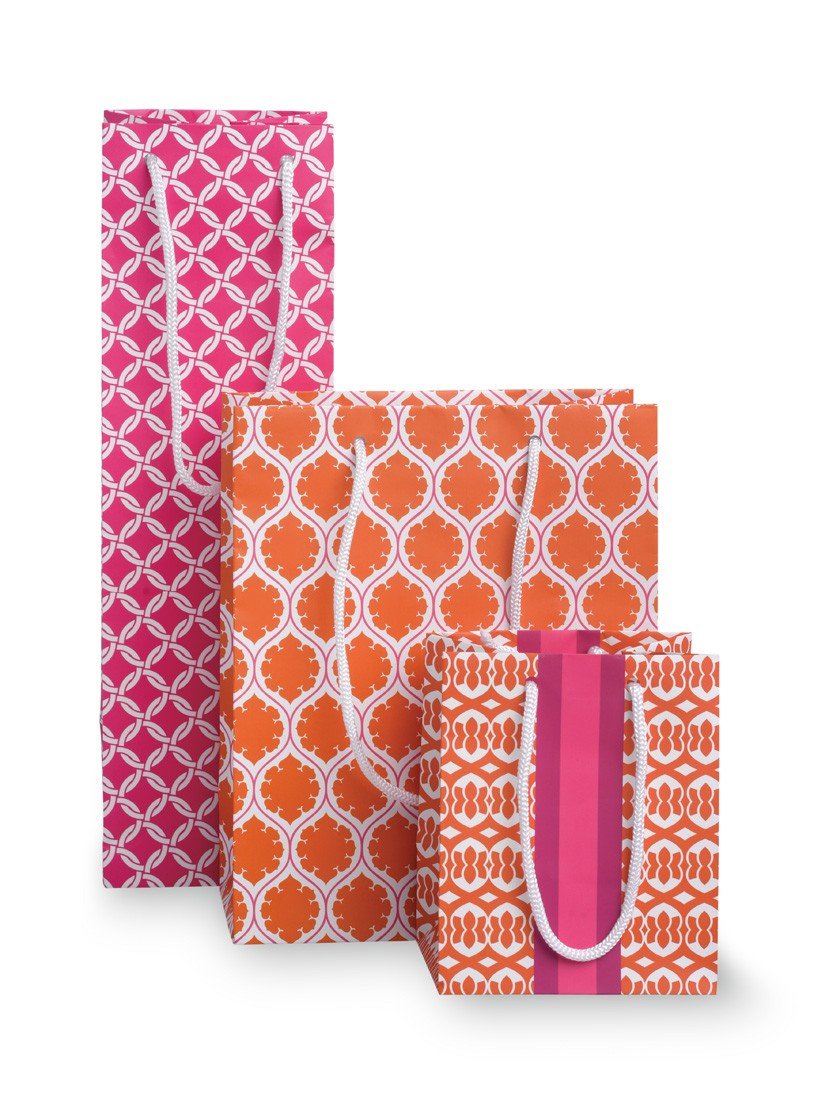 Boston International 6 Count Roseanne Beck Bottle Bags, Pink Orange Margot