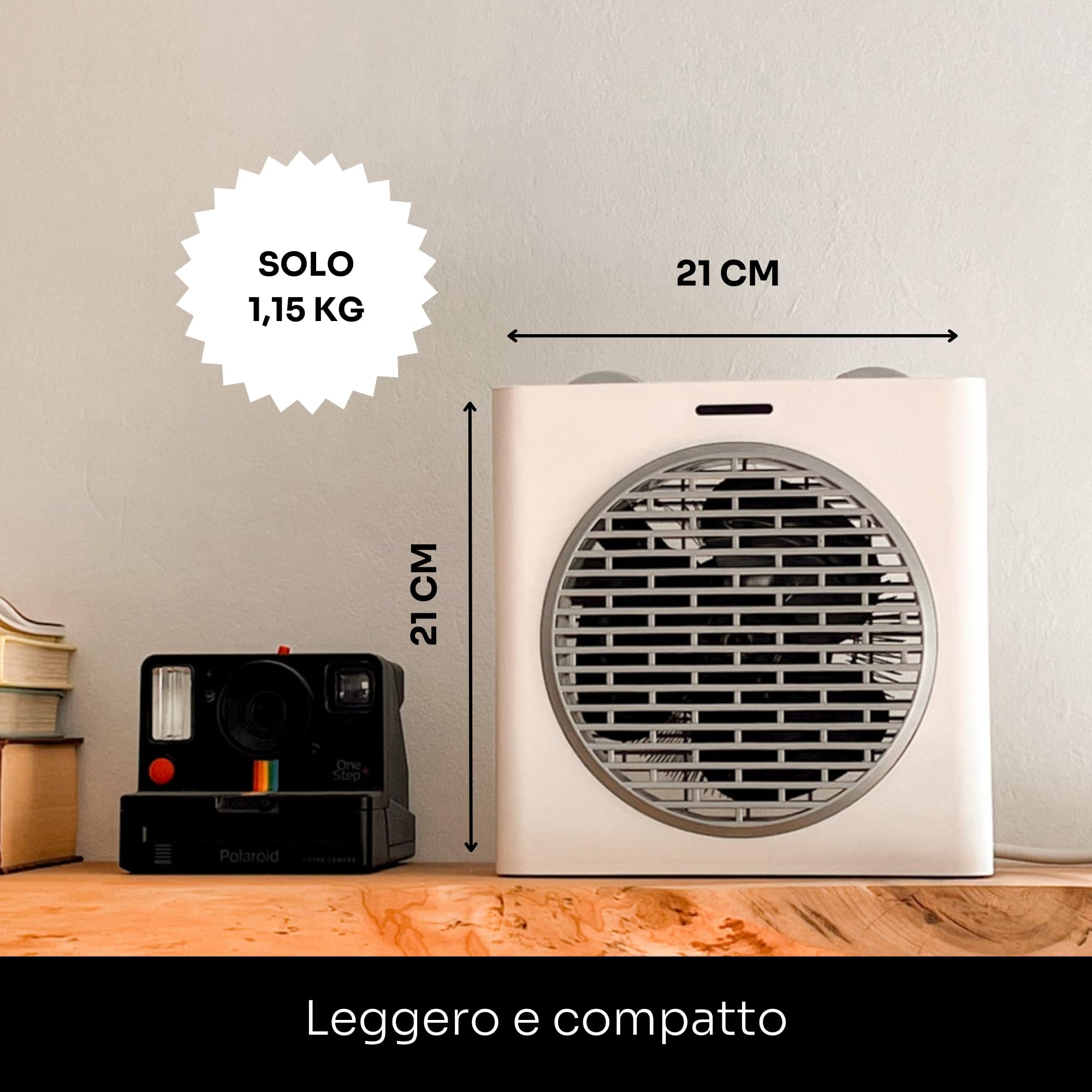 Mellerware - Termoventilatore Elettrico Homy! 2000W | 3 Livelli di Potenza | Calore Immediato | Termostato Regolabile | Spegnimento di Sicurezza | Adatto ai Bagni | IP24 | Sistema Antiribaltamento