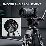 RAUBAY 70.8" Trépied vidéo professionnel avec tête de fluide, QR Plaque pour DSLR Caméscope, Max Chargement 17.6lbs, Jambe en aluminium avec épandeur à mi-niveau en métal DV-1 PRO