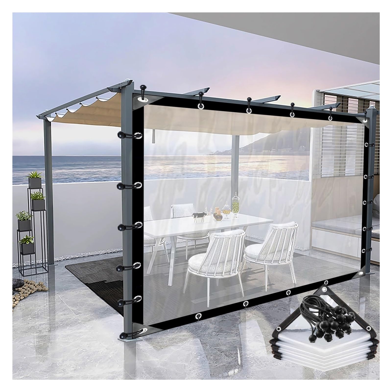 Bâche transparente imperméable 4x3m bâche jardin avec cordons