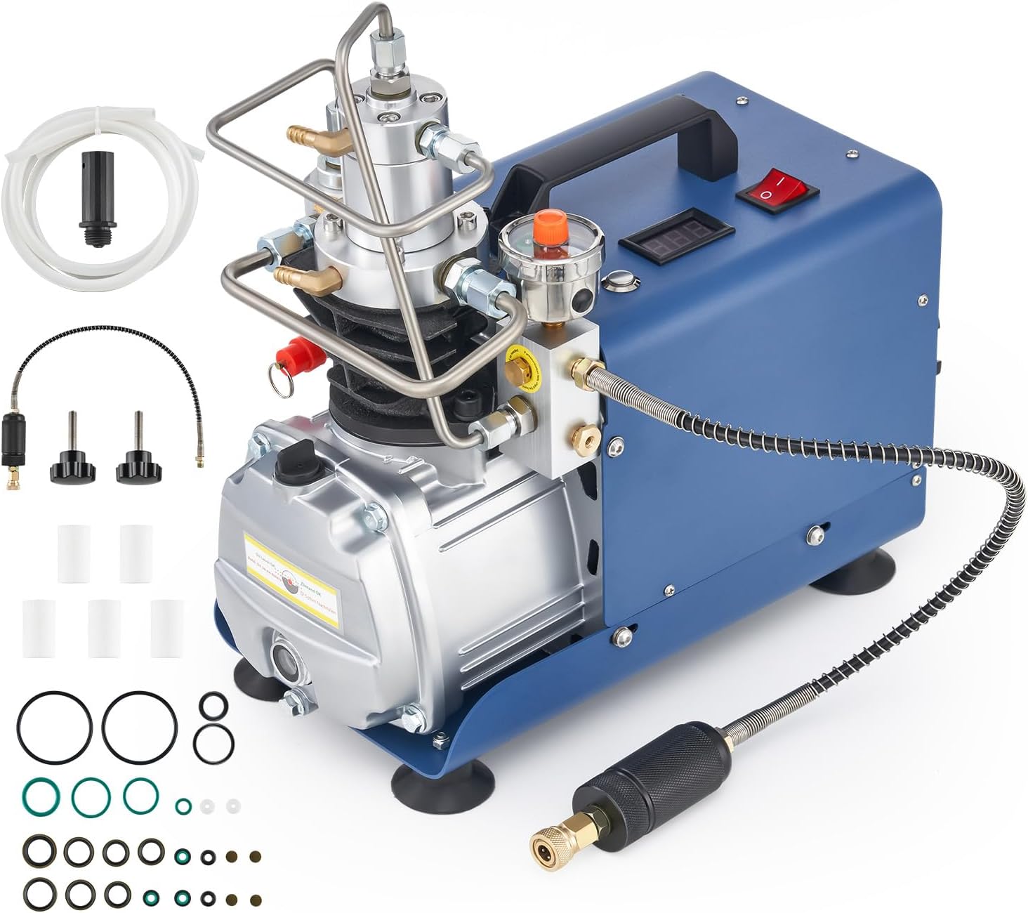 High-Pressure Air Compressor Pump, 220V 30Mpa Electric Air Pump Air Rifle PCP 4500PSI Paintball Fill Station for Fire Fighting and Diving