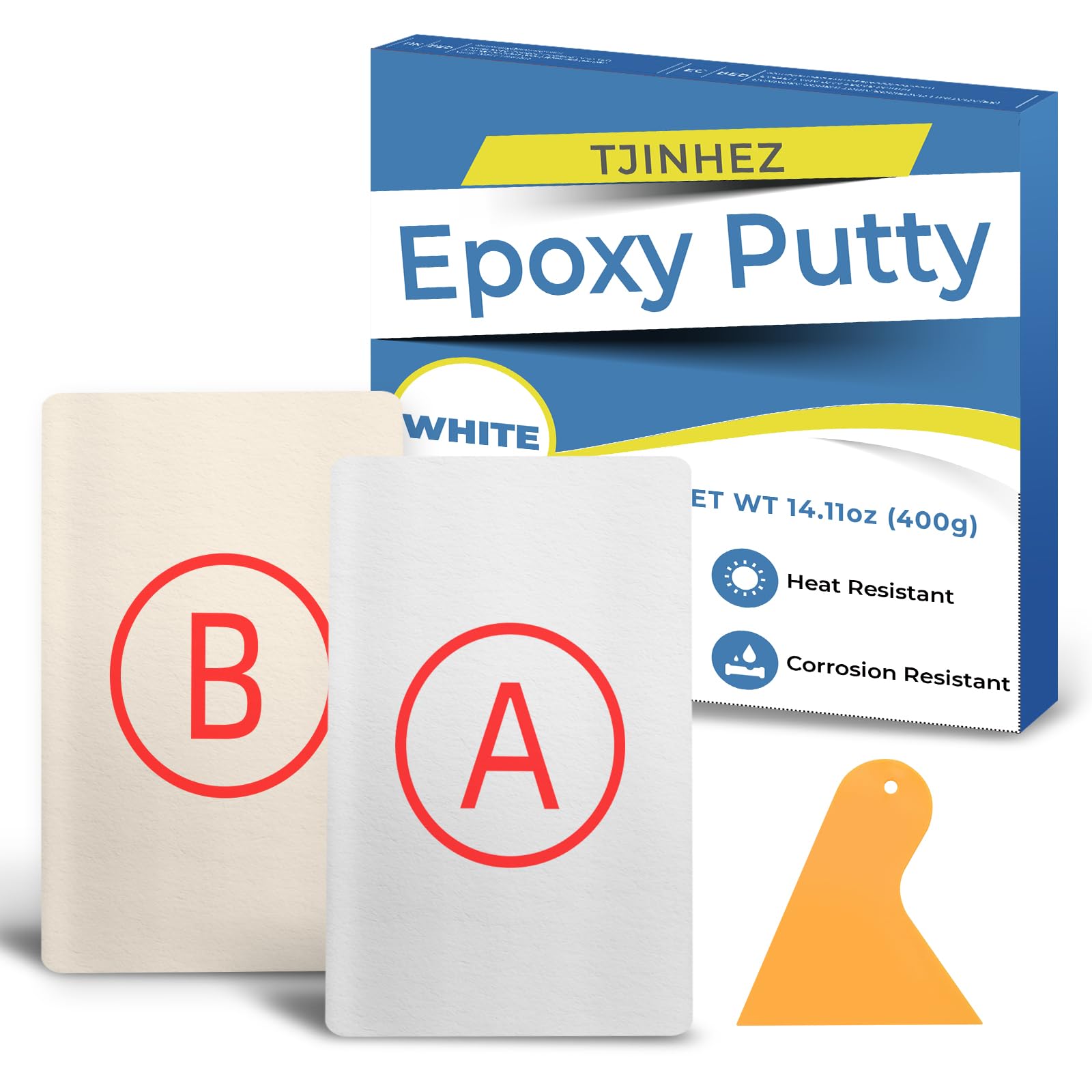 Epoxy Putty White 400g, 2 Part Underwater Repair Putty for Pool Leaks - High-Strength Multi-Purpose Epoxy Repair Putty & Sculpting Clay for Metal, Plastic, Ceramic, Wood, Tile & Concrete