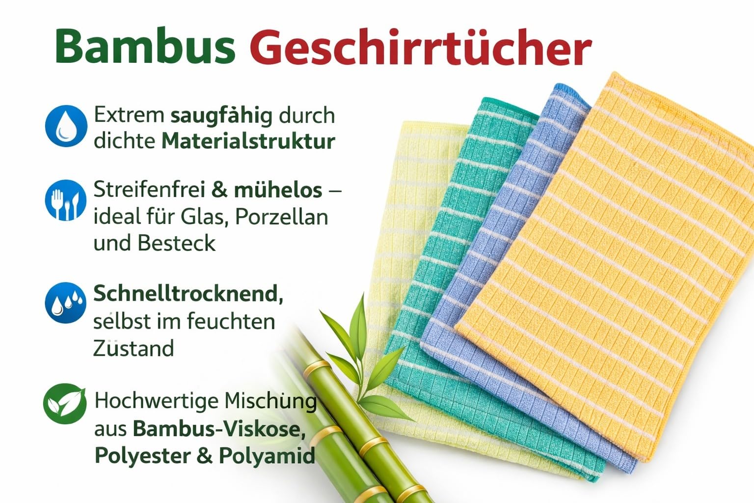 AQUA CLEAN Magic Bamboo Geschirrtcher 4er Set : Amazon.de: Kche, Haushalt  & Wohnen