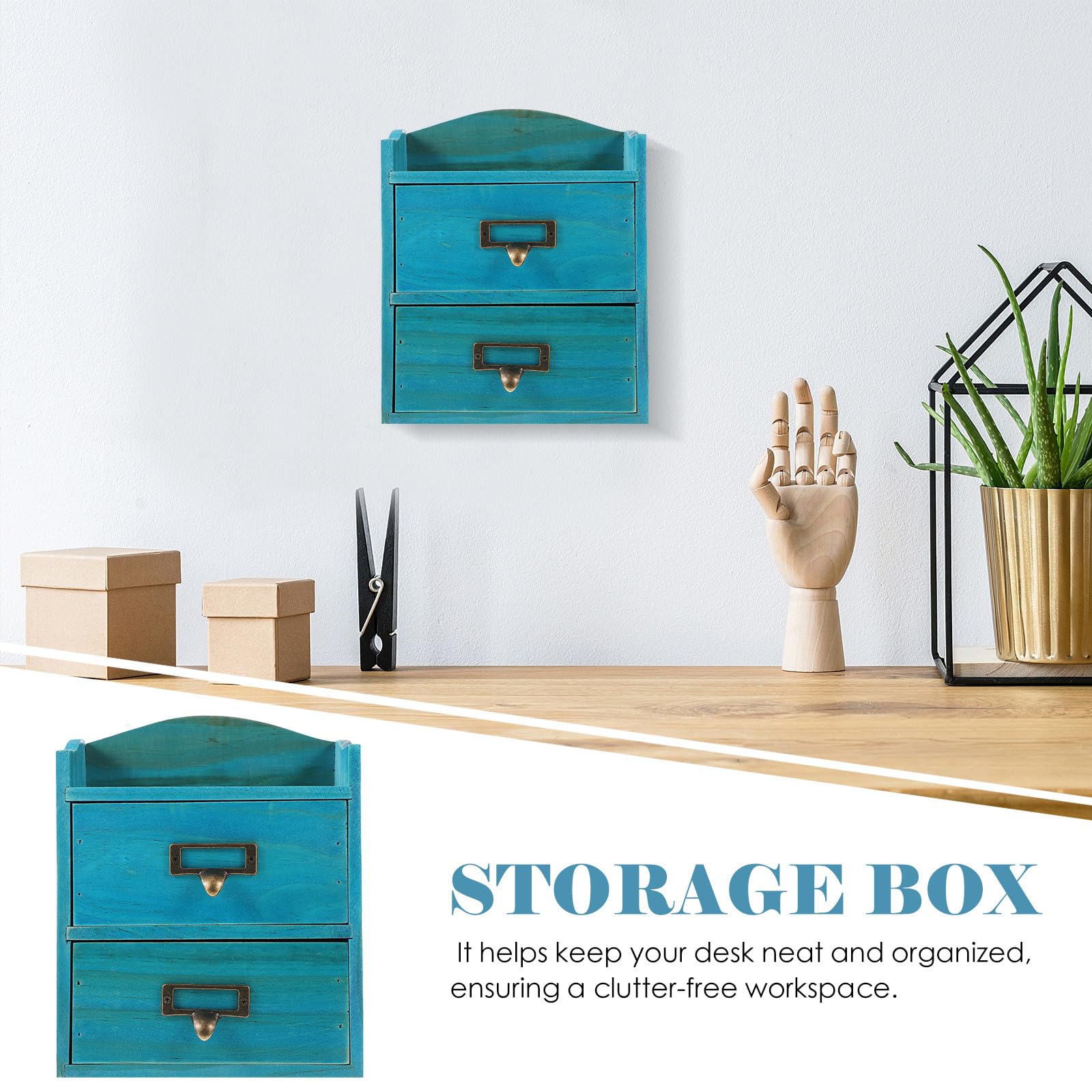 MAGICLULU Organizer Contenitore Multipurpose a 2 Livelli in Legno per e Cosmetici da Scrivania per Camerette e Spazi Piccoli