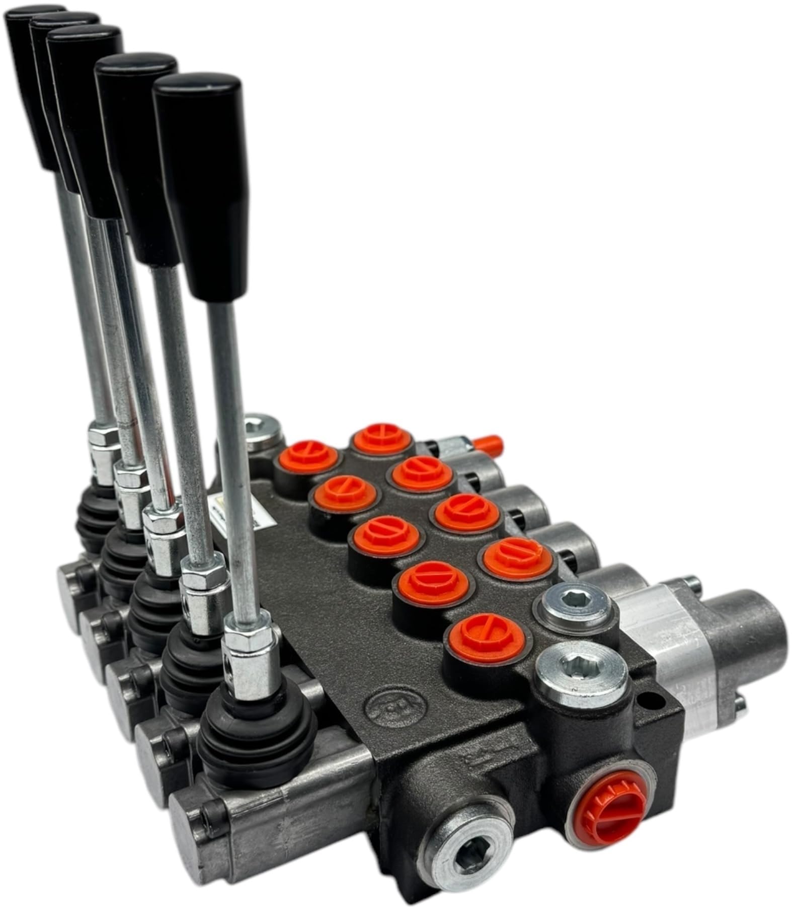 Distributore oleodinamico per trattore 5 leve - 4 doppio effetto + 1 semplice effetto con blocco in spinta 3/8" 45 Litri 300 bar