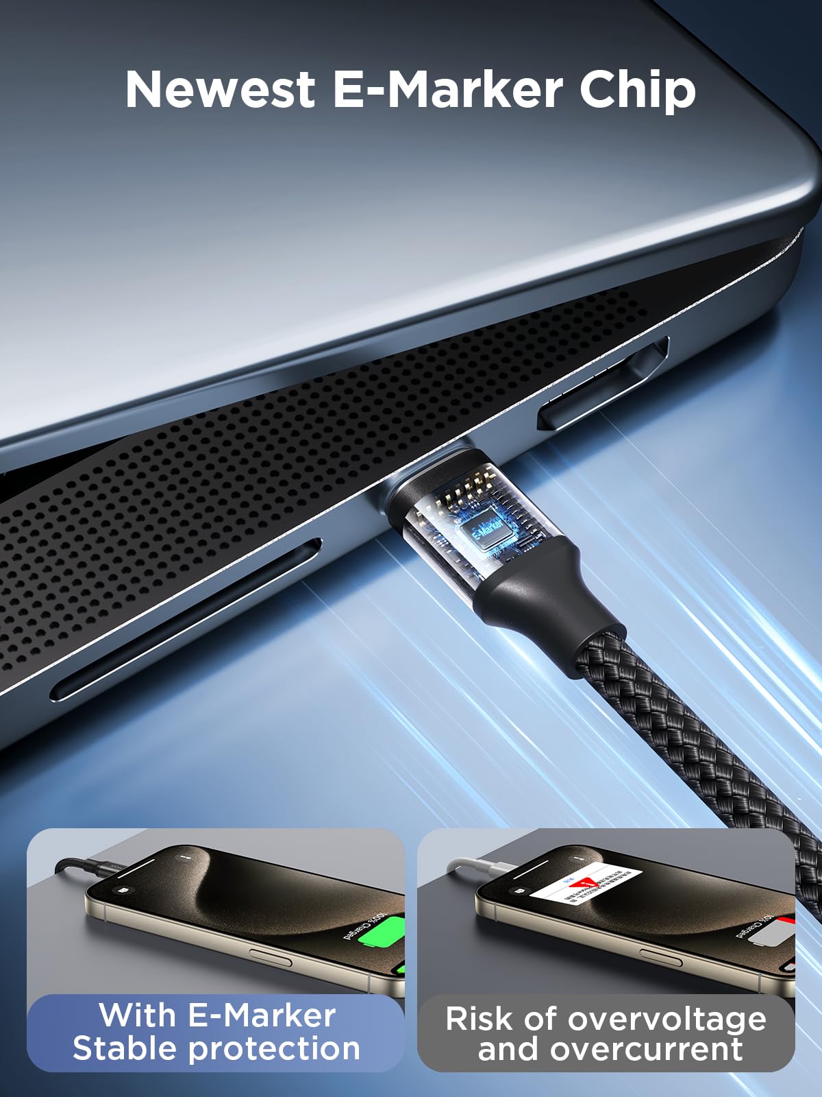 MAS CARNEY USB-C Kabel 100W PD 3.0 – 0,9m & 1,8m, Geflochten, Kompatibel Mit IPhone 15, MacBook, Galaxy