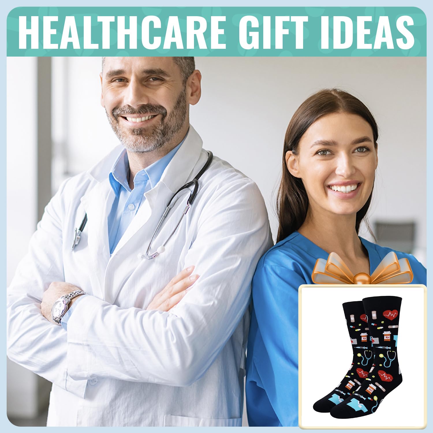 HAPPYPOP Funny Socks Gift for Men - Medical Worker Gifts Sneaker Bigfoot Vegan Nurse Socks