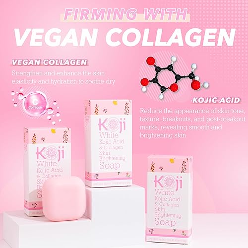 Miniatura 4 de Koji White Set de regalo para mujeres, paquete variado de aromas más populares, ácido kójico, papaya y jabón de colágeno para cara y cuerpo, tono de