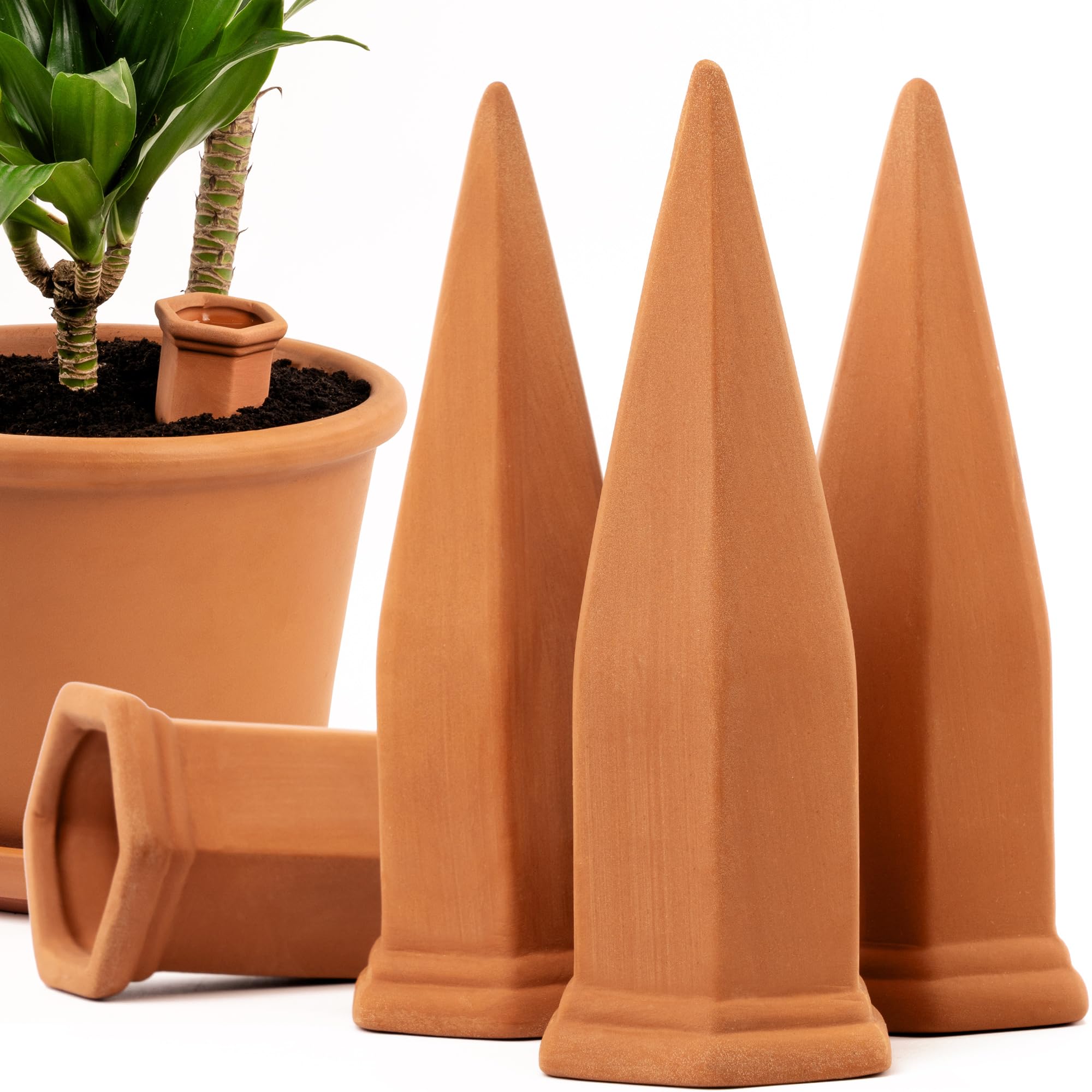 Coni Argilla Terracotta Set Irrigazione A Goccia Per Piante - 4 Coni In Terracotta Per Vacanze Annaffiatori Per Vacanze - Foto 7