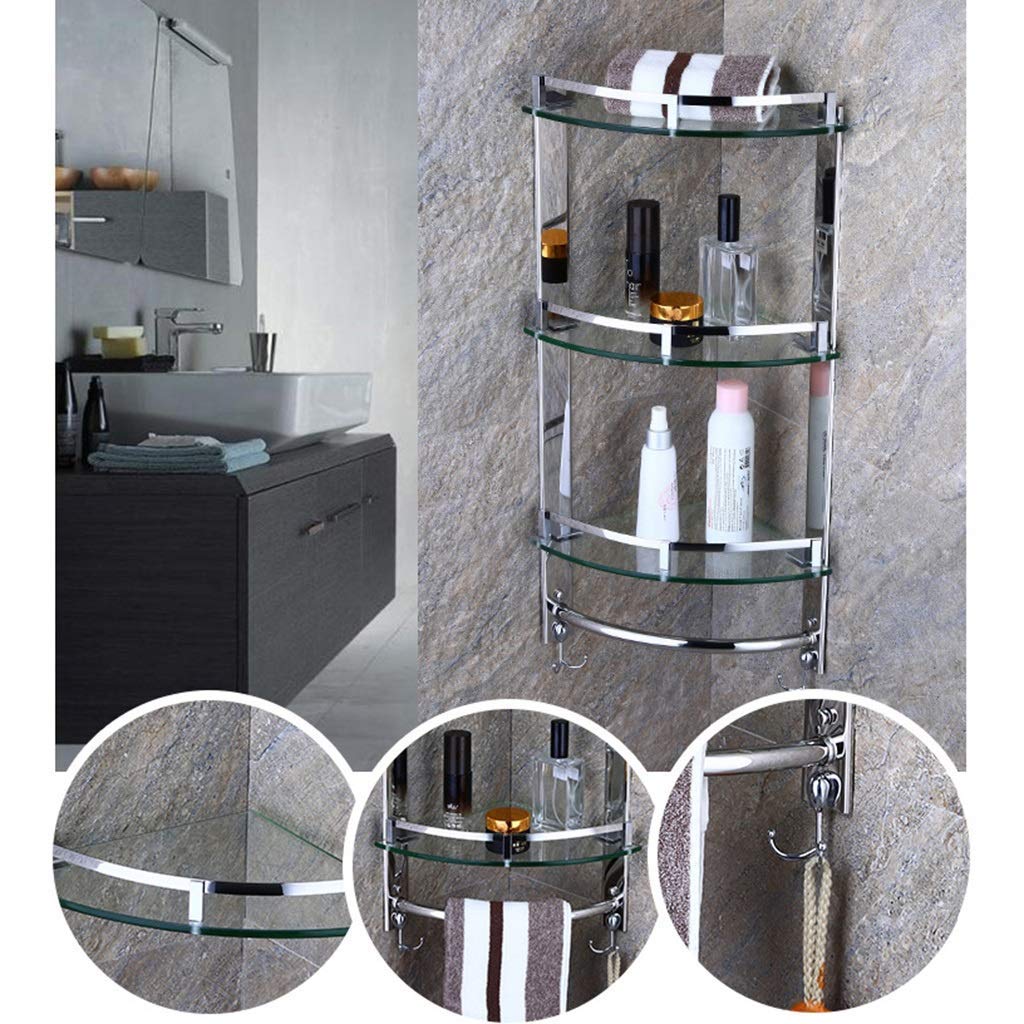 Estante De Esquina para Baño, Moderno Estante De Vidrio Templado, De Acero Inoxidable, para Ducha, Montado En La Pared, Accesorios para Lavabo(C)
