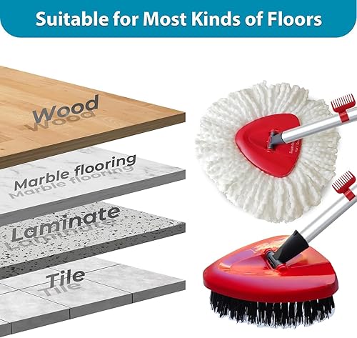 Miniatura 4 de Paquete de 4 cabezales de repuesto para trapeador giratorio compatibles con O Cedar EasyWring 1 tanque de microfibra, mango de 30 a 58 pulgadas,