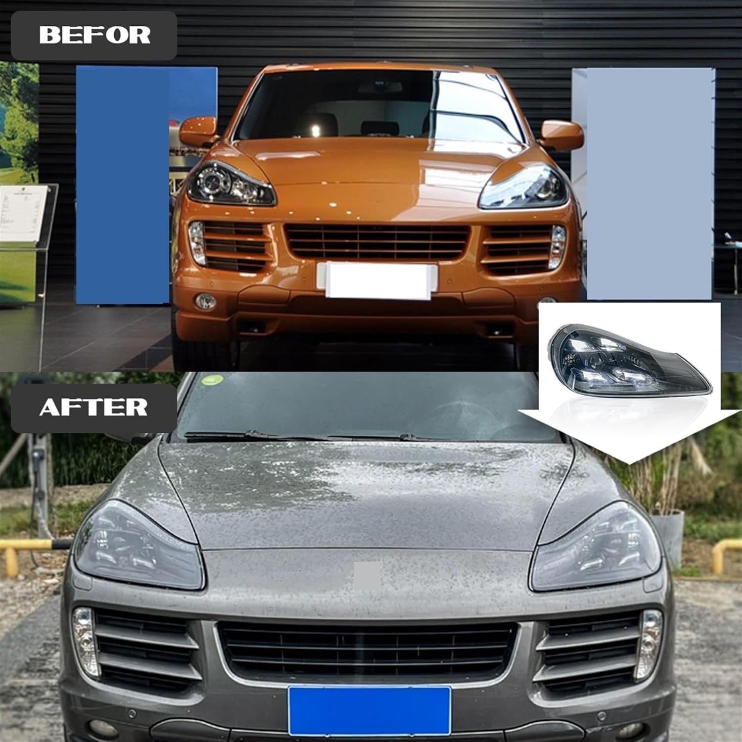 Automobile Lights Compatible With Porsche Cayenne 957 2007-2010 Headlight LED Matrix Front Lamp DRL Auto Accessories(FOR ORIGINAL XENON_LEFT)