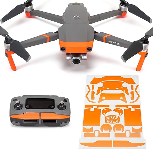 Wrapgrade Poly Skin compatible con DJI Mavic 2  Color de acento (naranja neón)