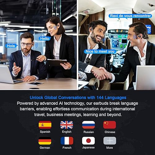 Miniatura 3 de Auriculares de traducción AI en tiempo real, 144 audífonos de traducción de idiomas para iPhone y Android, auriculares de traducción 3 en 1,