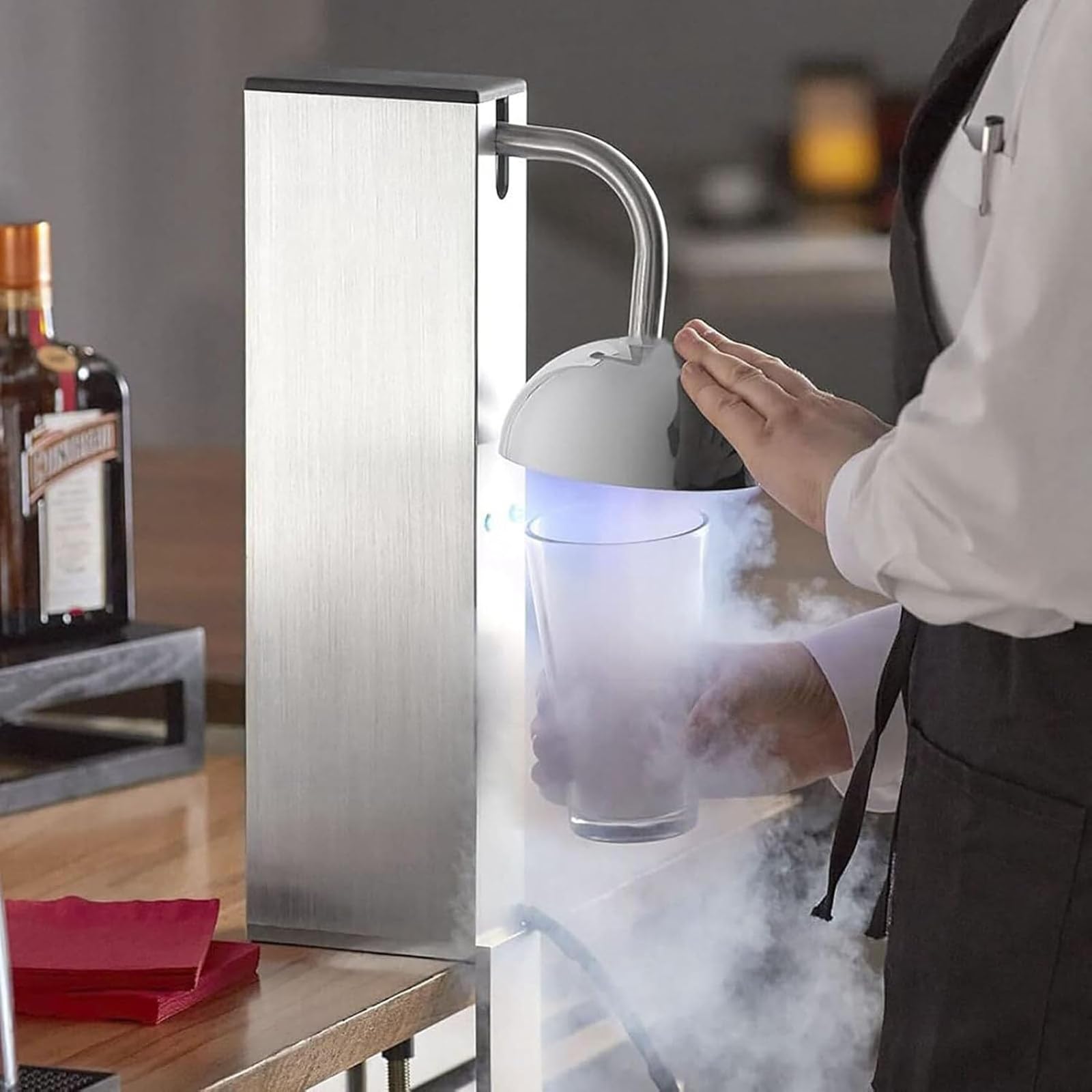 Enfriador instantáneo de vidrio, enfriador rápido de bebidas con luz de neón para bares y restaurantes, enfriador de prensado de vidrio comercial, enfriamiento de bebidas de alta velocidad