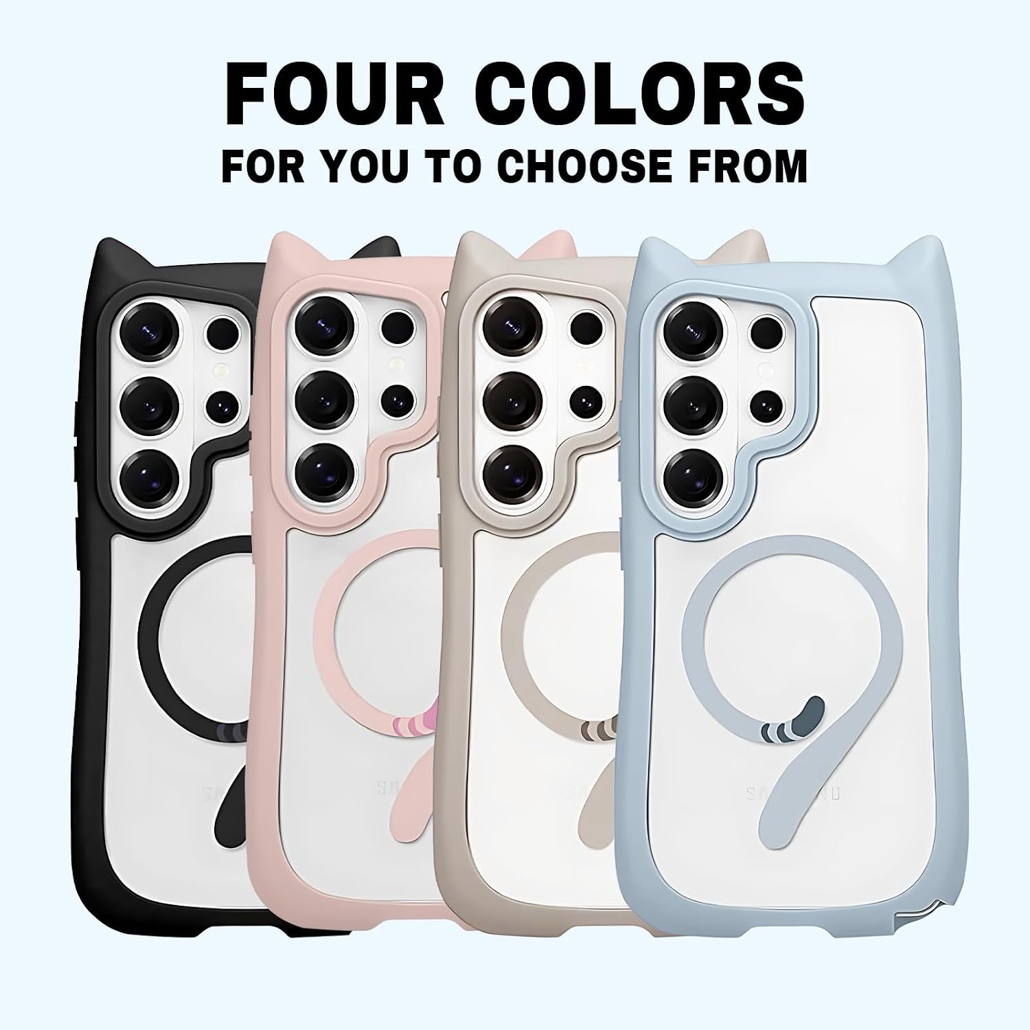 LMA Cute Clear Phone Case Fit for Samsung Galaxy S26 Ultra Magnetic Cases Kawaii Cat Ears Compatible with MagSafe Shockproof Protective Cover for Women Girls - Blue image 2