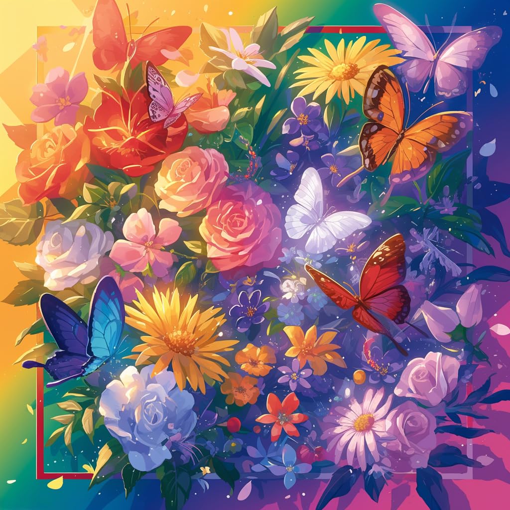 大きめ40×50 カラフルな蝶と本　ダイヤモンドアート　フルラウンド制作ツール付 Amazon.co.jp: ダイヤモンドアート カラフルな蝶 50x50cm 丸型 い