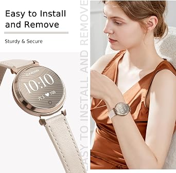 Garmin Lily 2対応 レザーバンド 14mm トップグレインソフトループストラップ クイックリリース交換用調節可能リストバンド Lily 2 Classic/Active スマートウォッチアクセサリー Grace 女性用