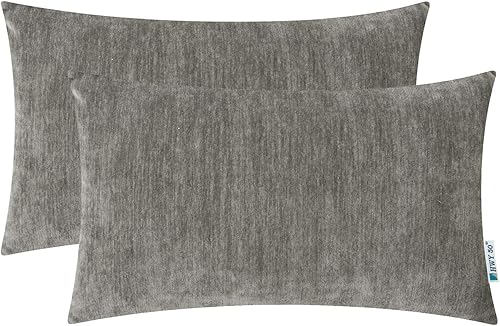 Miniatura 7 de HWY 50 Juego de 2 fundas de cojín decorativas negras de 20 x 20 pulgadas para sofá, cama, sala de estar, felpilla suave y cómoda, color liso,