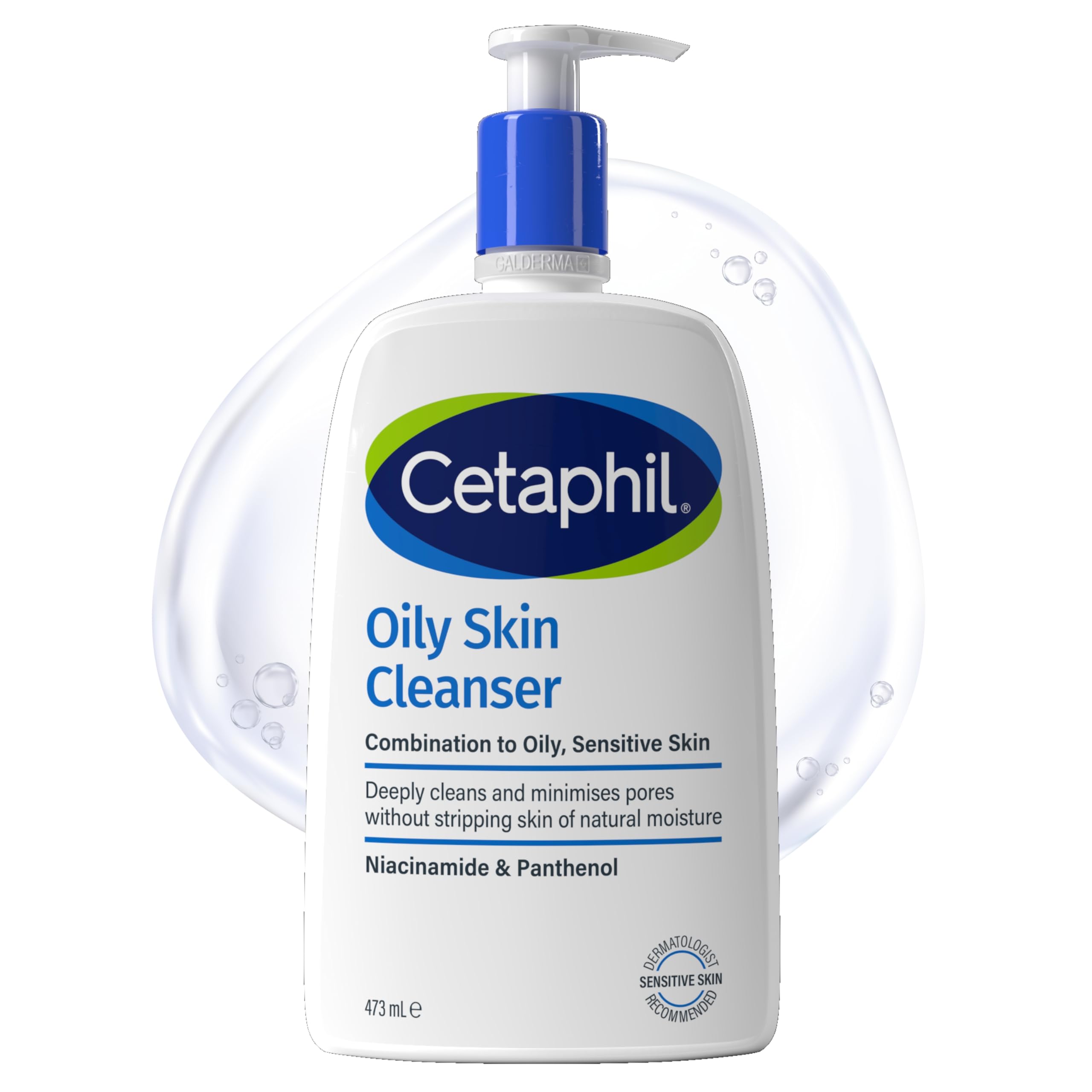 Cetaphil Oily Skin Cleanser, 473ml, Face Wash, For Combination to Oily Sensitive Skin, With Niacinamide, Packaging May Vary