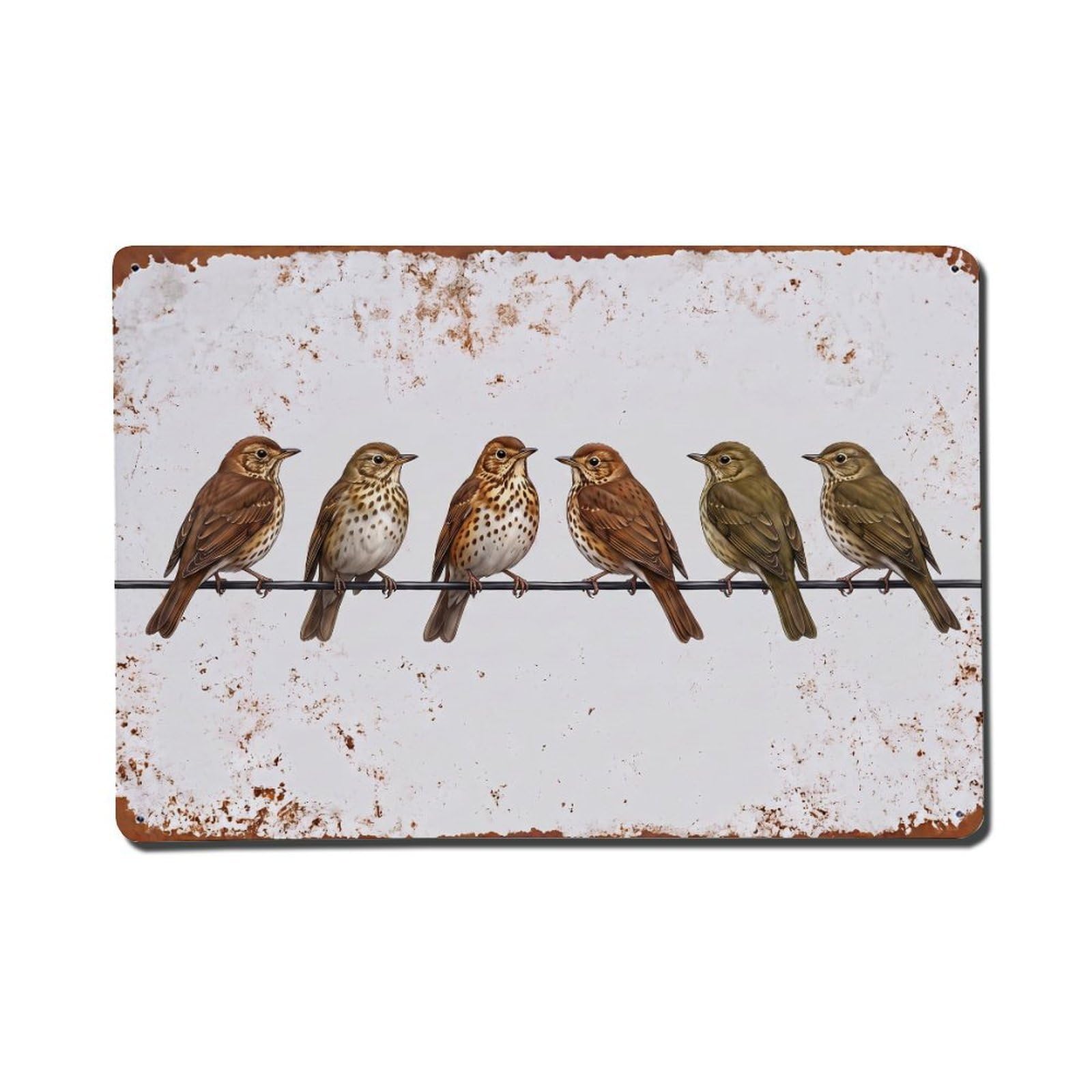 Vintage Retro Birds Song Thrush Metal Tin Sign