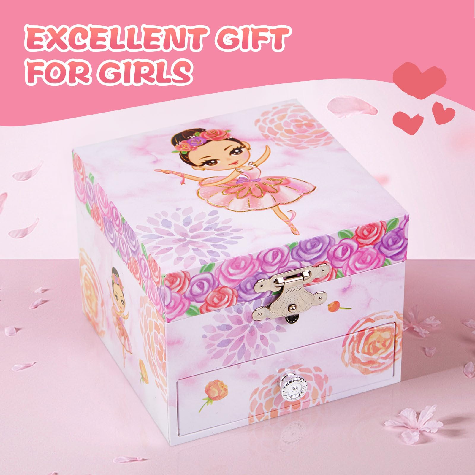 TAOPU Girls Ballerina Musical Jewelry Box with Pullout Drawer and Spinning Ballerina,Cute Music Box for kids Jewel Storage,Gift Choice for Girls Ages 3-12 - Image 4