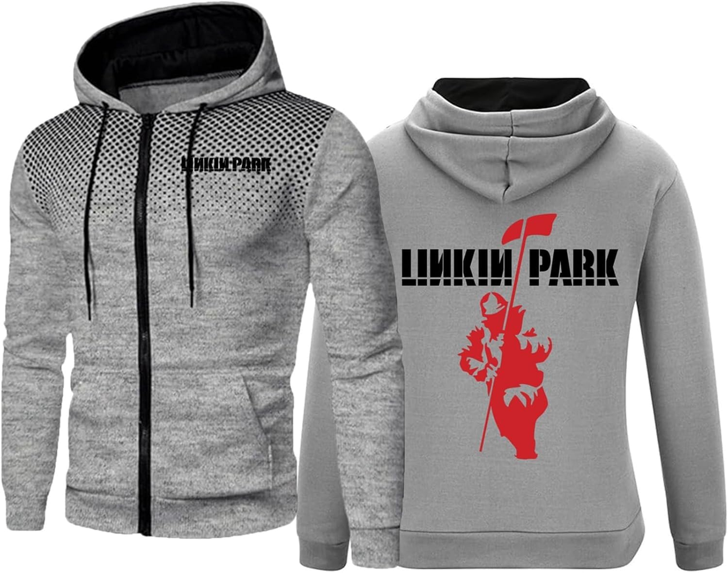TUIAIFA Full Zip Up Pullover Hoodies for Linkin Park Mens Sweatshirts Leisure Jackets Plus Size Hoody Sportswear Workwear Outerwear with Pockets(D,M)