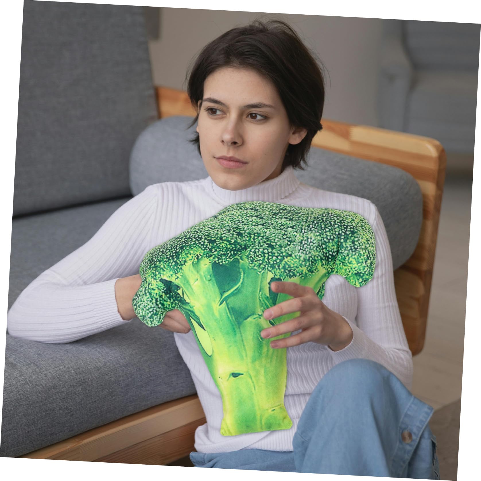 TOYANDONA Cuscino Vegetale a Forma di Broccoli Morbido e Realistico per Divano e Letto, Peluche Simpatica Decorazione per Casa, Sicuro per Bambini e Adulti, Resistente e Soffice
