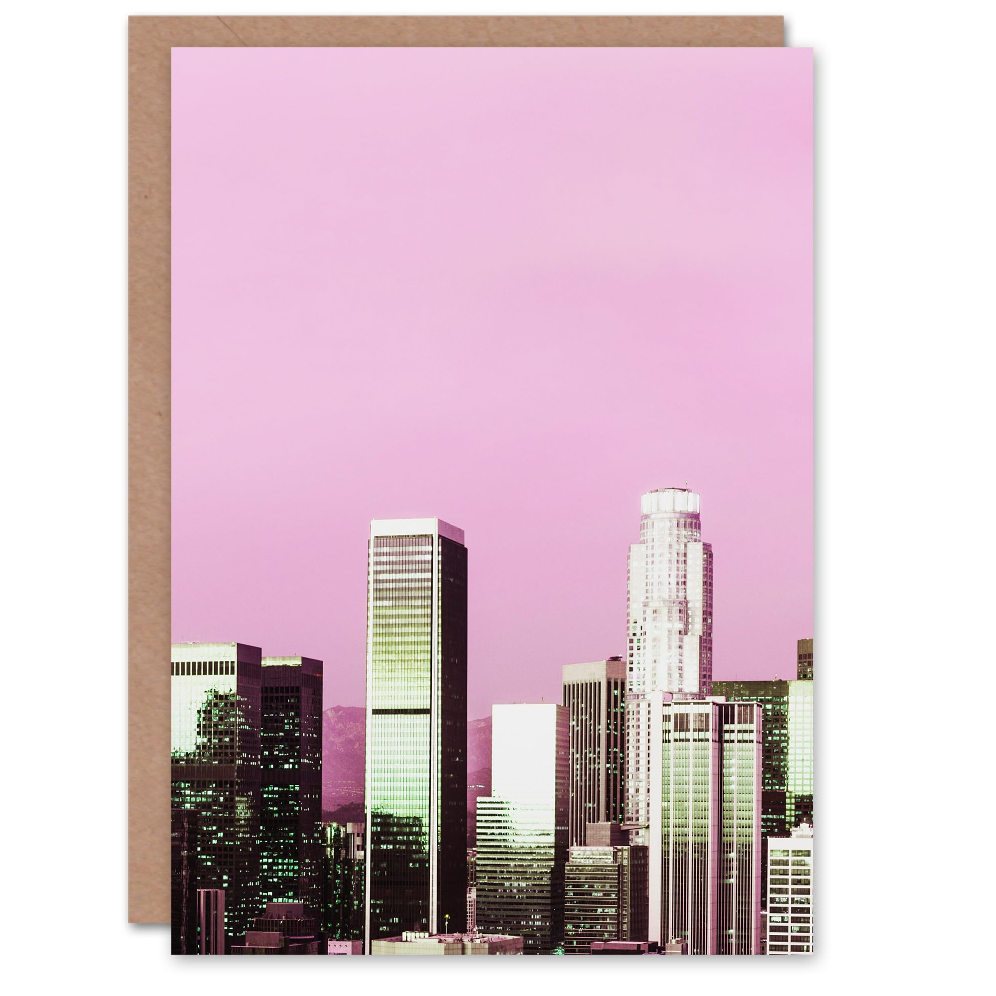 Artery8 Carol M Highsmith Art Card Los Angeles Pink Skyline Photograph