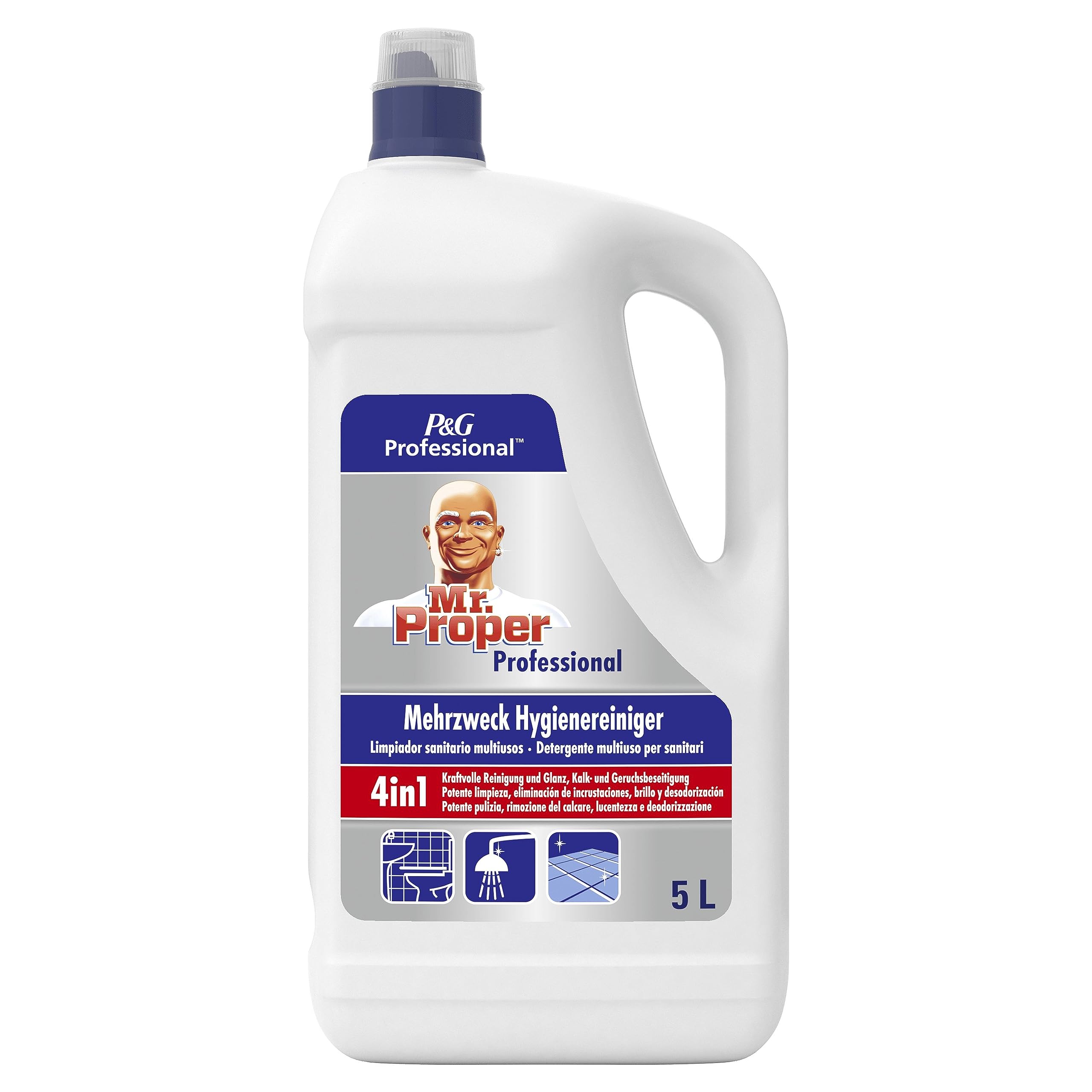Mr Proper Professional, Limpiador de Baño, 5L, Incrustaciones, Brillo, Desodorización