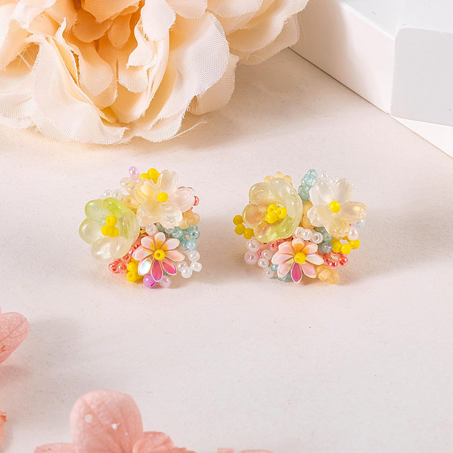 Cute Flower Clip On Earrings For Women Fashion Lovely Flower Earrings No piercing Earrings Colorful Bloom Bead - Image 3