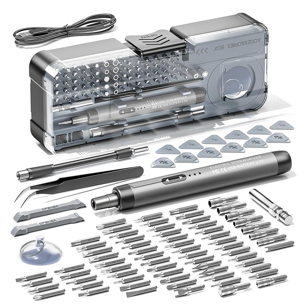 Juego de Destornilladores Eléctricos de Precisión, 88 Puntas Magnéticas en 1, Kit de Herramientas de Reparación para PC y Control Remoto.