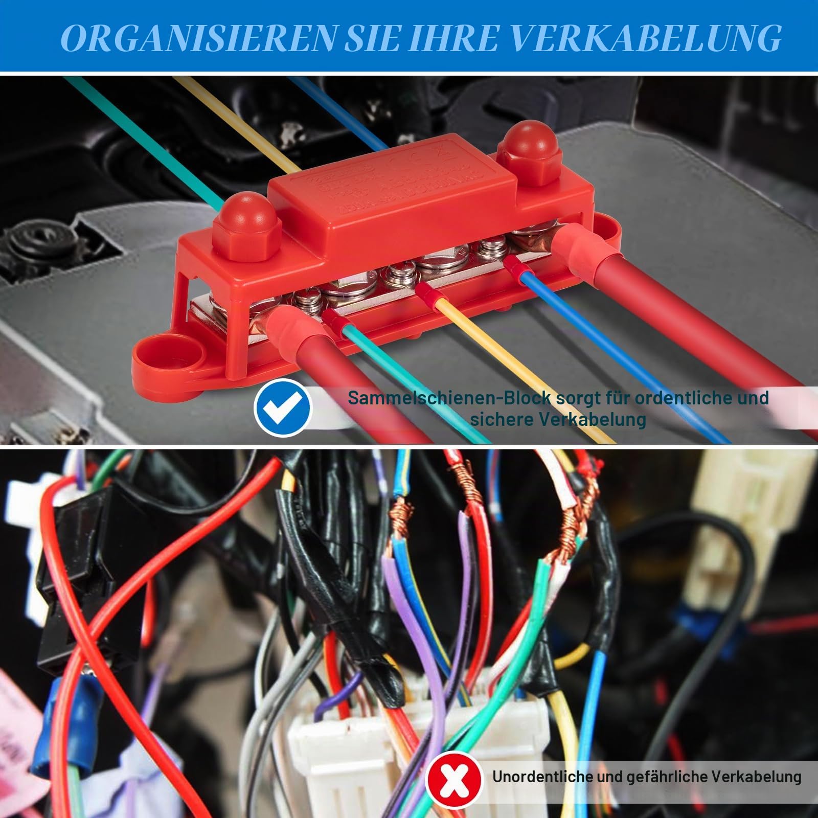 Spurtar Sammelschiene Busbar 250A 12-48V Verteilerblock Batterie Stromverteiler mit 4x M10 und 6x M4 Schraubklemmen für KFZ LKW Wohnmobil 16,5 × 3,4 × 4,8 cm – Nicht für enge Räume geeignet
