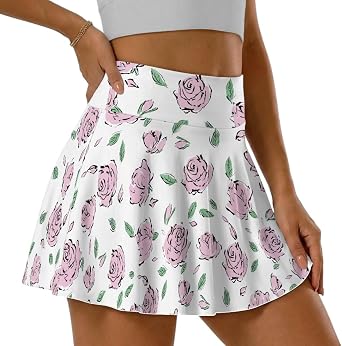 Workout Skirt Hign Waist Tummy Control Women Skort Elastic Pleated Tennis Skirt with Pockets for Golf Pickleball