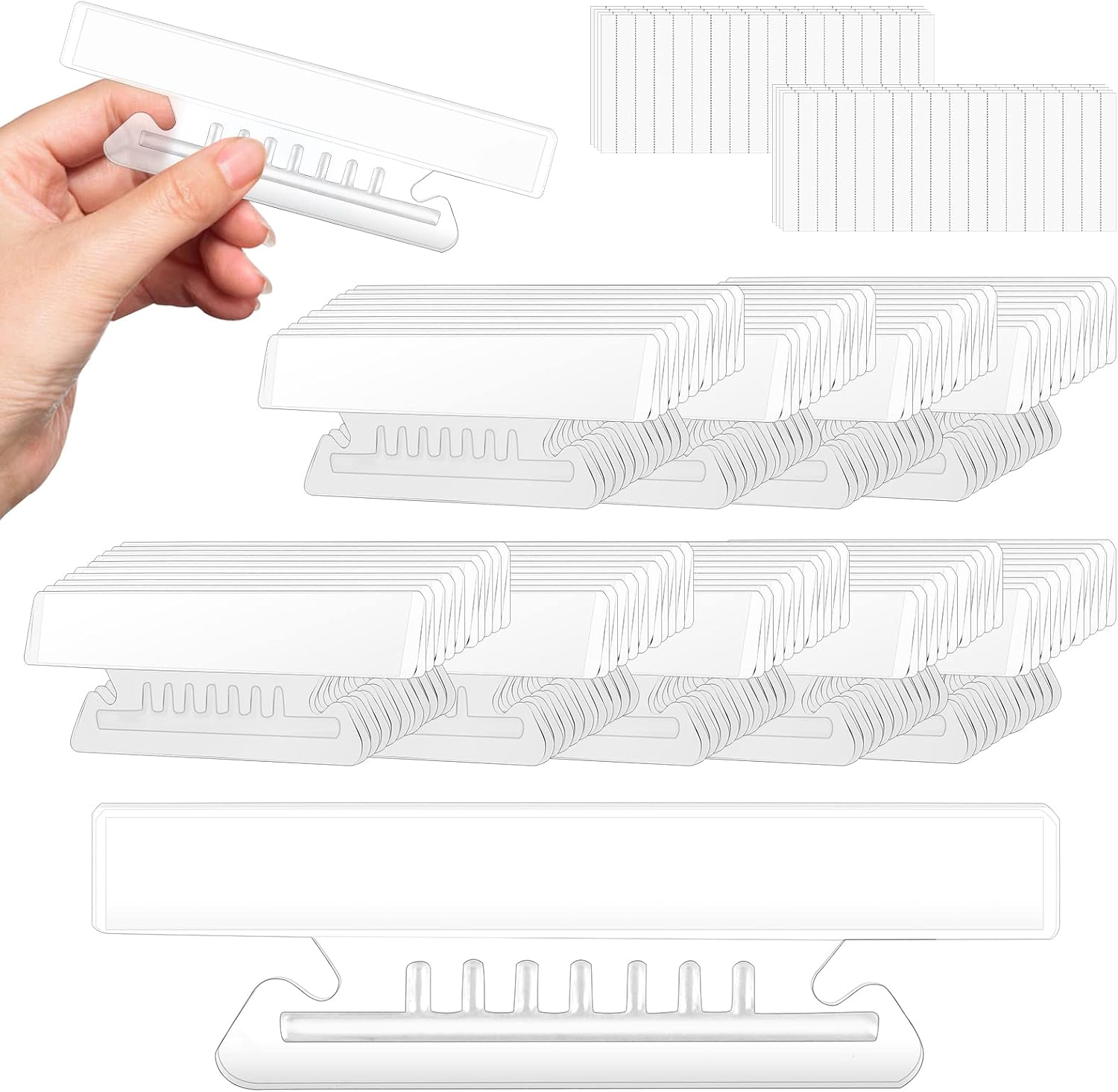200 Pieces 4 Inch Clear Hanging Folder Tabs Hanging File