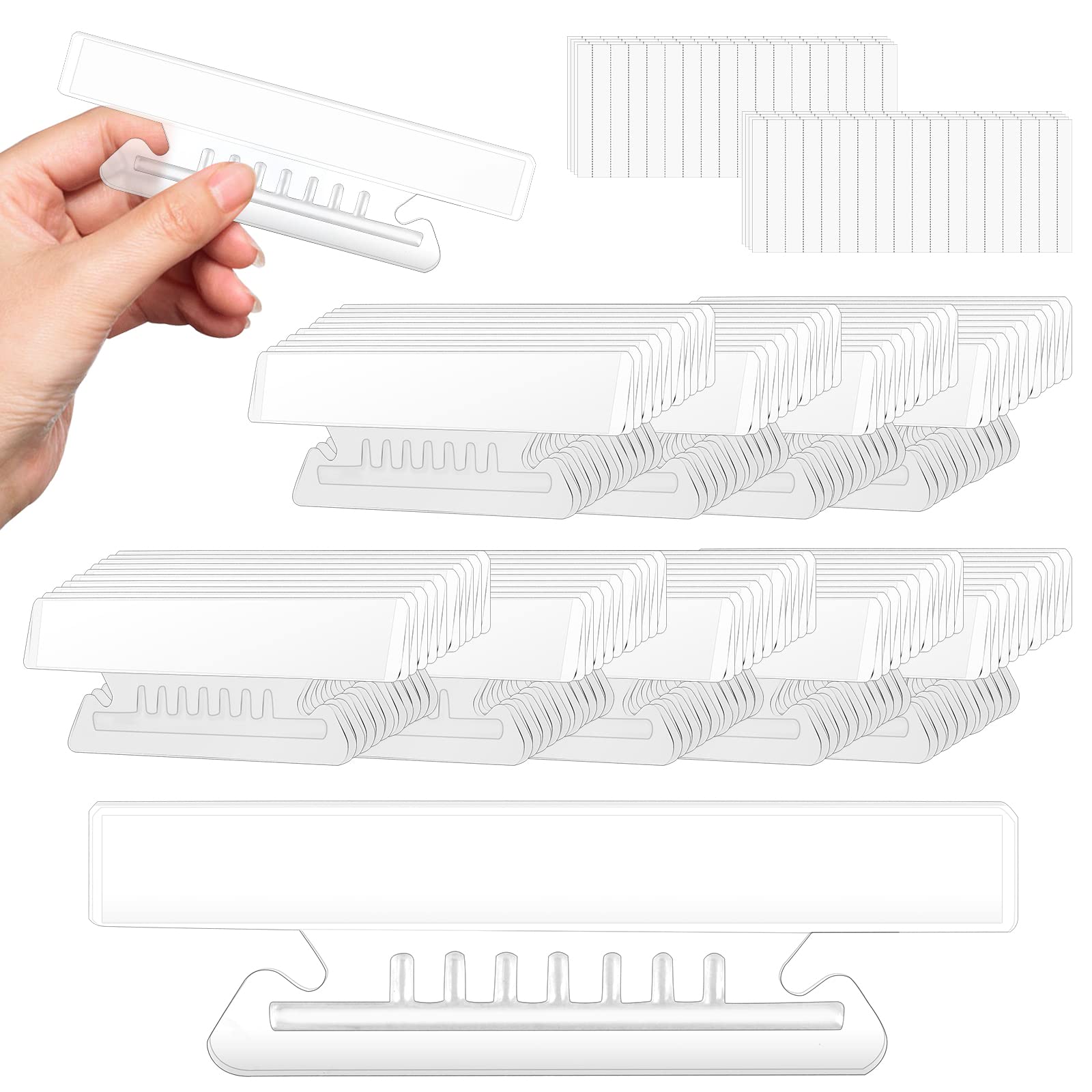 Photo 1 of 200 Pieces 4 Inch Clear Hanging Folder Tabs Hanging File Folders Tabs File Folder Tabs for 3.5 Inch Hanging Folder Tabs and Inserts Clear Plastic Tabs for Office and Home Hanging File Folder